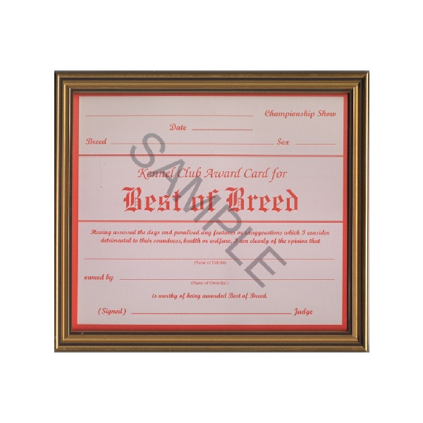 Best of Breed Certificate Frame
